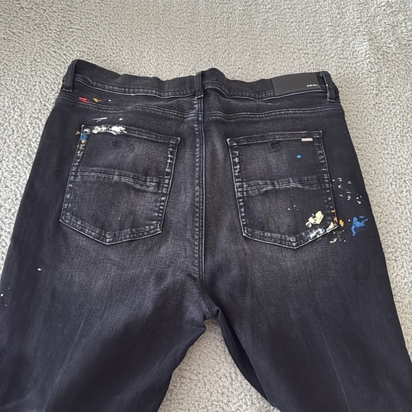 AMIRI Black Flare Wide Leg Jeans with Embellishments Paint size 38 - Picture 15 of 17
